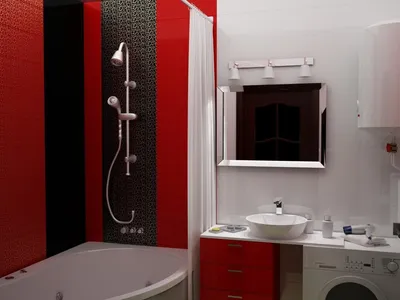 Фотографии в черно-красной ванной комнате для скачивания