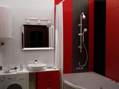 Новые фото черно-красной ванной комнаты