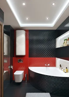 Скачать фото черно-красной ванной комнаты