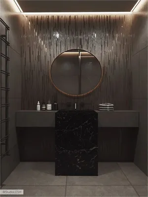 Черно-красная ванная комната: фотография стильного интерьера
