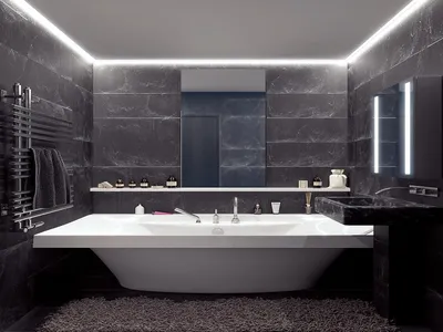 Фотография черно-красной ванной комнаты: необычный дизайн интерьера