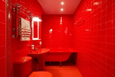 Черно-красная ванная комната: фото смелого цветового решения