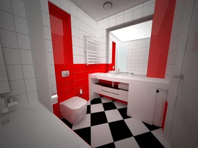 Арт-фото черно-красной ванной комнаты