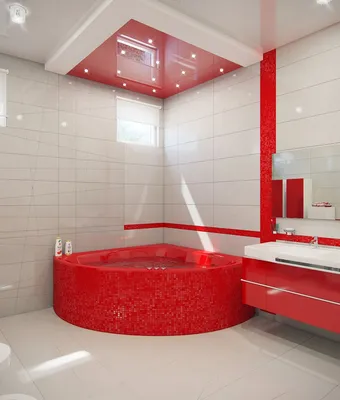 Full HD изображения в черно-красной ванной комнате