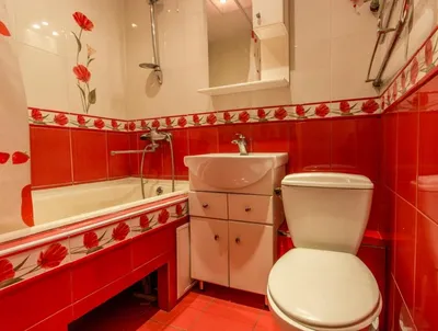 PNG изображения в черно-красной ванной комнате