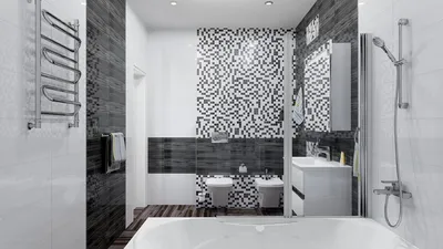 Фотография черного кафеля в ванной: скачать PNG