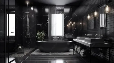 Фотография черного кафеля в ванной: бесплатно скачать