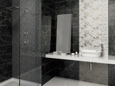 Фотография черного кафеля в ванной: стильный дизайн