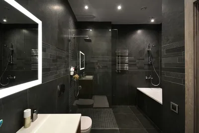 Фото черного кафеля в ванной в Full HD
