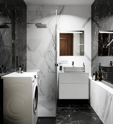 Фото черного кафеля в ванной - современный дизайн