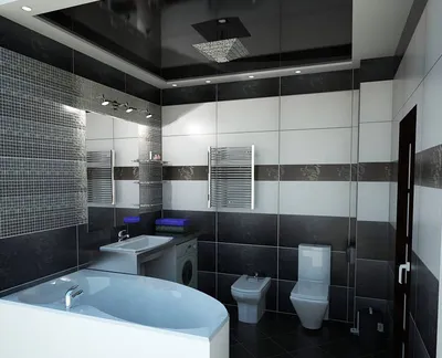 Фото черного натяжного потолка в ванной комнате - скачать бесплатно