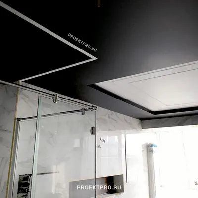 Фотография черного натяжного потолка в ванной комнате в хорошем качестве