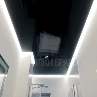 Фотография черного натяжного потолка в ванной комнате - скачать PNG