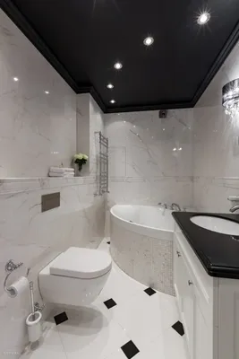 Изображение черного натяжного потолка в ванной комнате - в HD