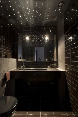 Изображение черного натяжного потолка в ванной комнате - новое HD