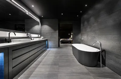 Фотографии ванной комнаты с черным натяжным потолком: вдохновение для вашего дизайна