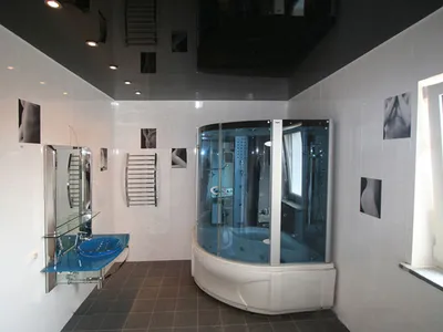 Ванная комната с черным натяжным потолком: стиль и комфорт