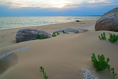 Мирное уединение на песчаных пляжах Каспийского моря в Дагестане