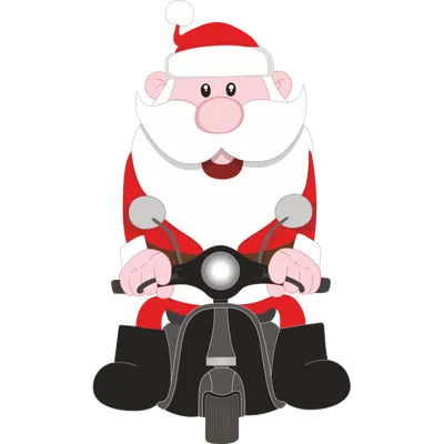Картинка Деда мороза на мотоцикле с настроением праздника