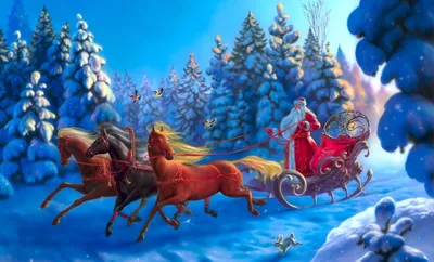 Дед Мороз на санях: классическое изображение