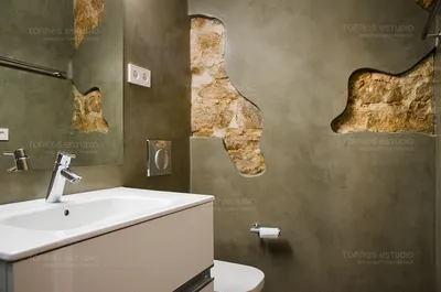 HD фото ванной комнаты с декоративной штукатуркой