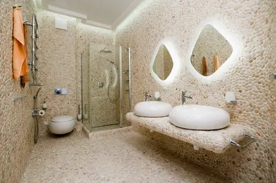 HD фото ванной комнаты с декоративной штукатуркой