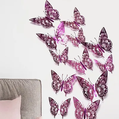 Картинка с декоративными бабочками на стене - абстрактное искусство, WebP