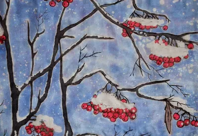 Картина зимнего уюта: Дерево рябина на ваш выбор