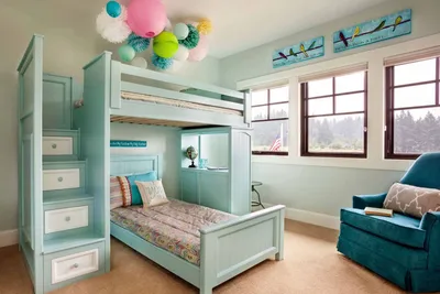 Детские комнаты с двухъярусной кроватью  фото
