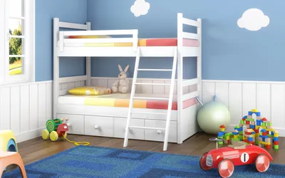 Стильные фото детских комнат с двухъярусной кроватью