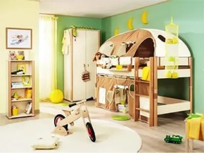 Стильные акценты в детской комнате с двухъярусной кроватью
