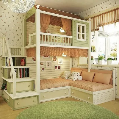Фото детской комнаты с двухъярусной кроватью в Full HD