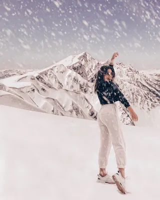 Зимние пейзажи: Фотографии девушек в горах с разными форматами скачивания