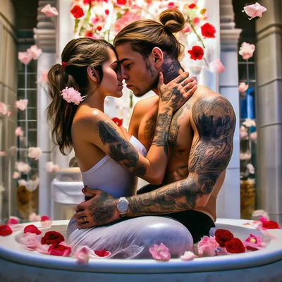 Фото ванной комнаты с девушкой и парнем - выберите размер изображения