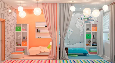 Дизайн детских комнат для разнополых детей  фото