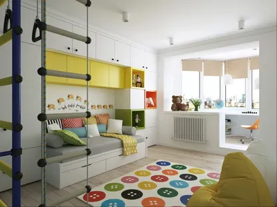 Дизайн детской комнаты с балконом  фото