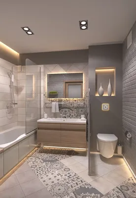 Интерьер ванной комнаты: фотографии с различными вариантами освещения