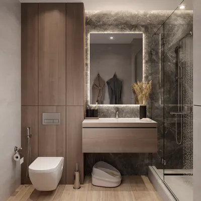 Фотографии с примерами дизайна ванной комнаты с использованием зеркал