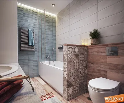 Фотографии современных ванных комнат с разнообразным дизайном кафельной плитки