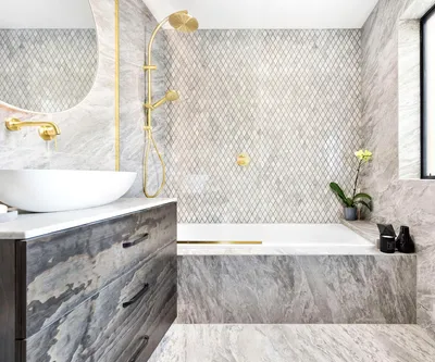 1) Фото дизайна керамической плитки в ванной комнате
