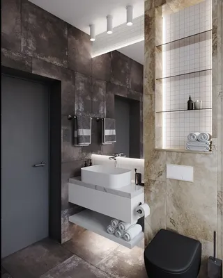 14) Фото керамической плитки в ванной комнате с разными размерами