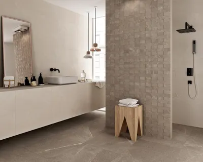 20) Фото керамической плитки в ванной комнате с разными отделками