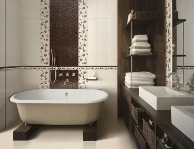 25) Фото керамической плитки в ванной комнате с разными оттенками