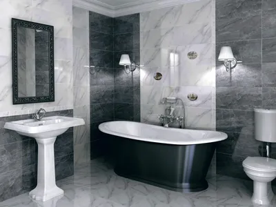 27) Фото керамической плитки в ванной комнате с разными эффектами