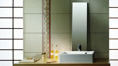 29) Фото керамической плитки в ванной комнате с разными геометрическими формами