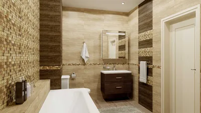 Дизайн ванной комнаты: керамическая плитка в фотографиях