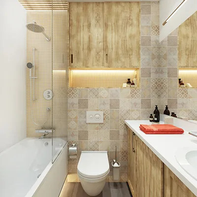 Арт-фото ванной комнаты с керамической плиткой 2024 года