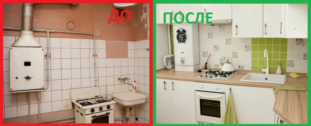 Дизайн кухни с газовой колонкой (реальные фото)