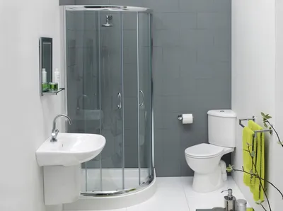 Дизайн маленькой ванной комнаты с использованием встроенной техники