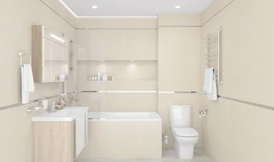 Дизайн маленькой ванной комнаты с использованием ярких обоев
